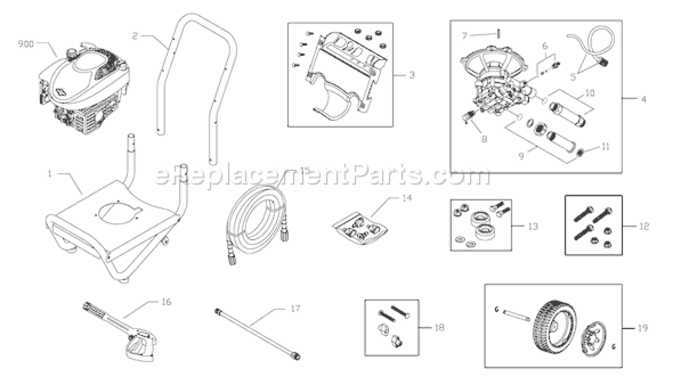 Page A Diagram and Parts List for 020273-1  Briggs and Stratton Pressure Washer